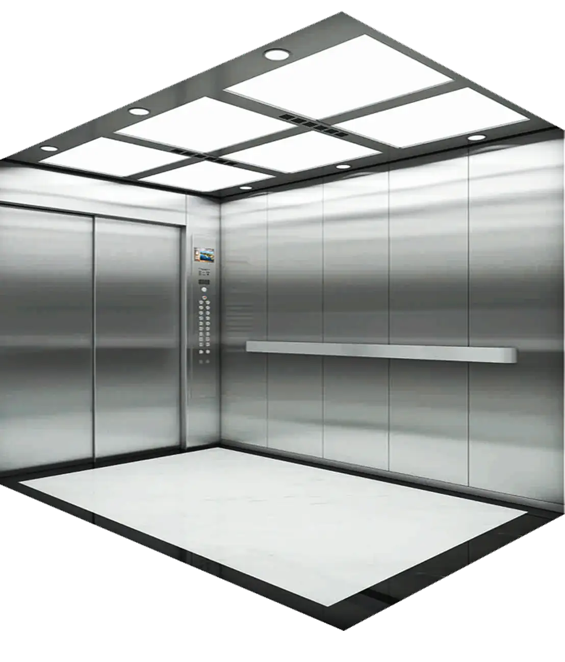 an open Hairline stainless steel hospital bed lift cabin