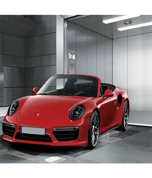 yellow golden color car lift cabin design