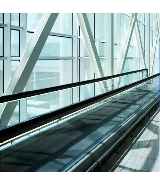 a moving walk way in the airport