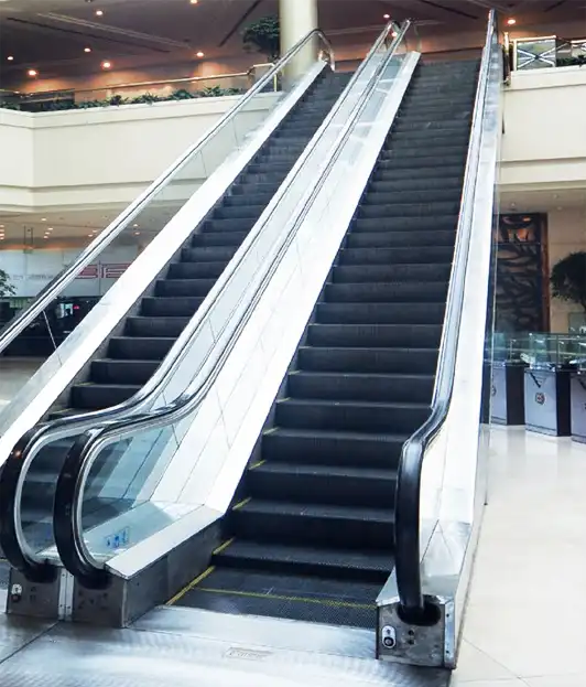 an escalator in a mall