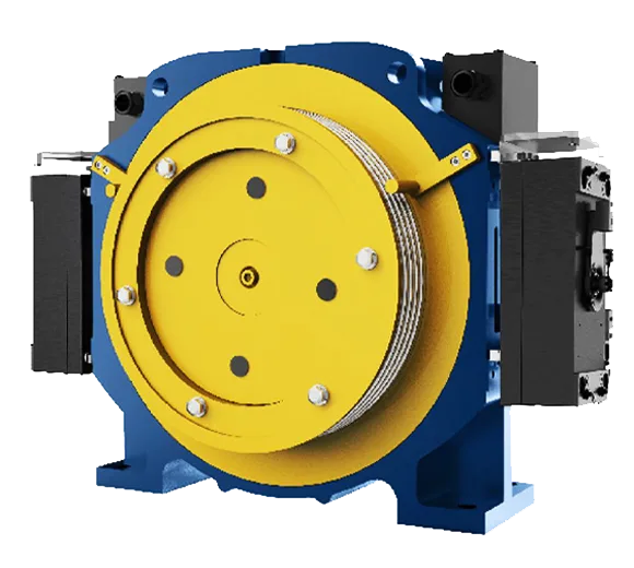 yello color elevator traction machine