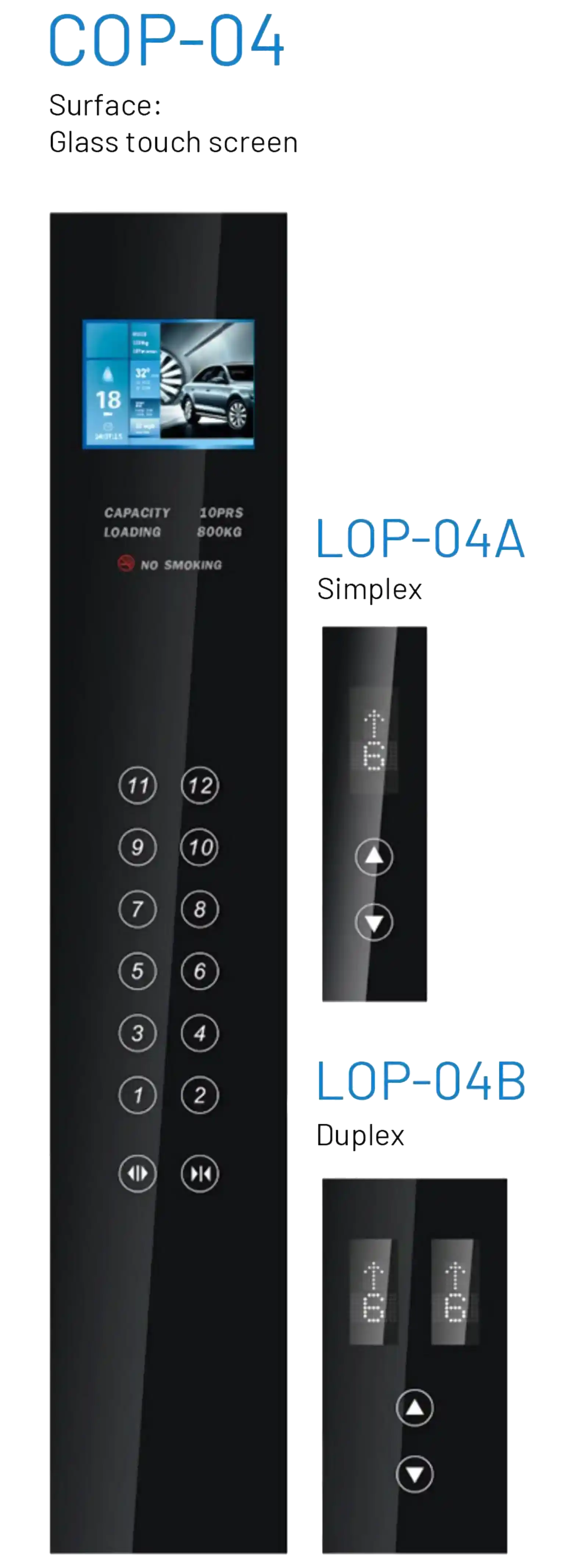 A black glass touch screen design LOP and COP